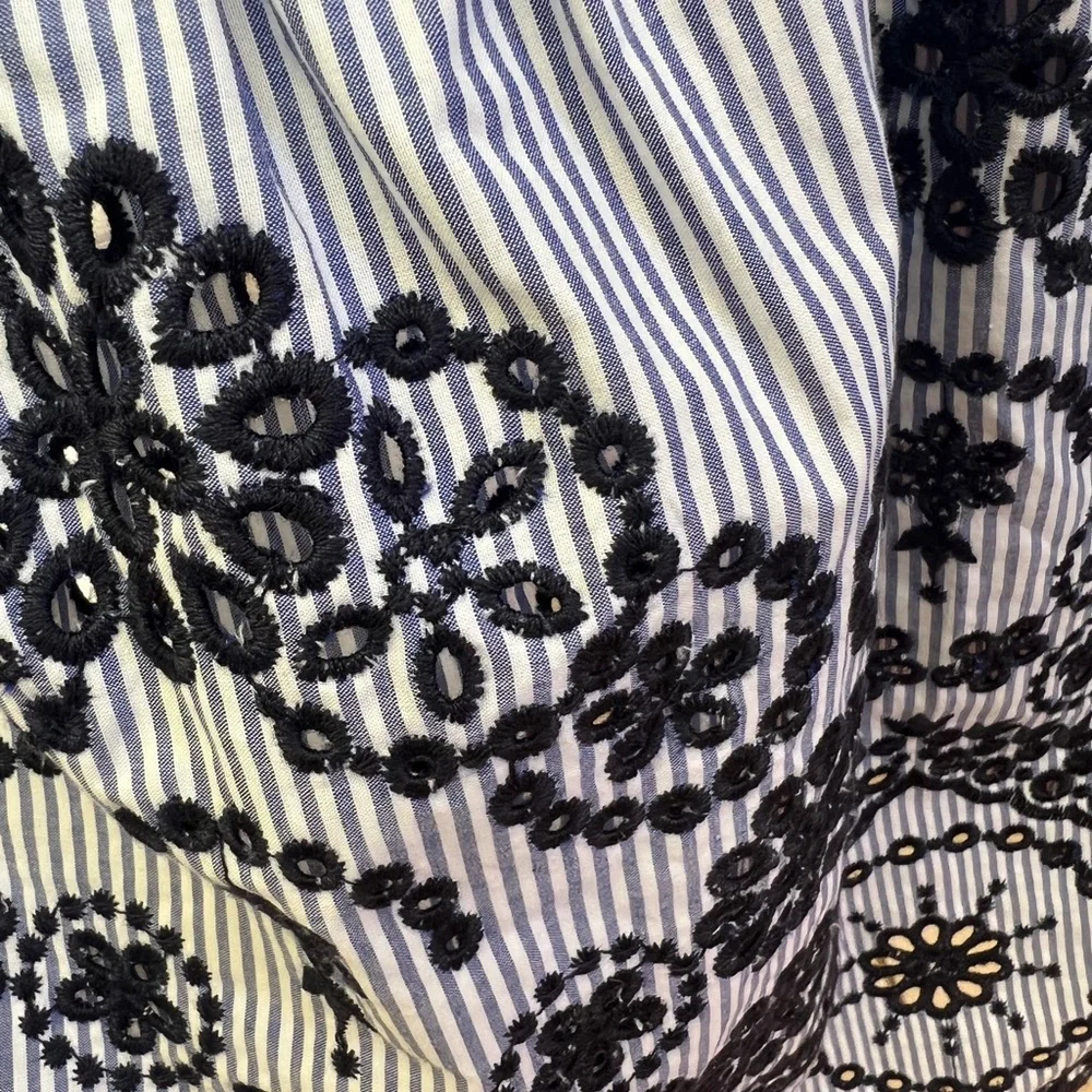 Zara Smocked Off Shoulder Maxi Dress Embroidered Cottagecore Coastal - Picture 7 of 7